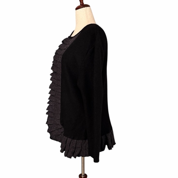 A. Giannetti Boiled Wool Cardigan Sweater Coat 1X Black Gray Textured Artsy Y2K - Picture 3 of 9